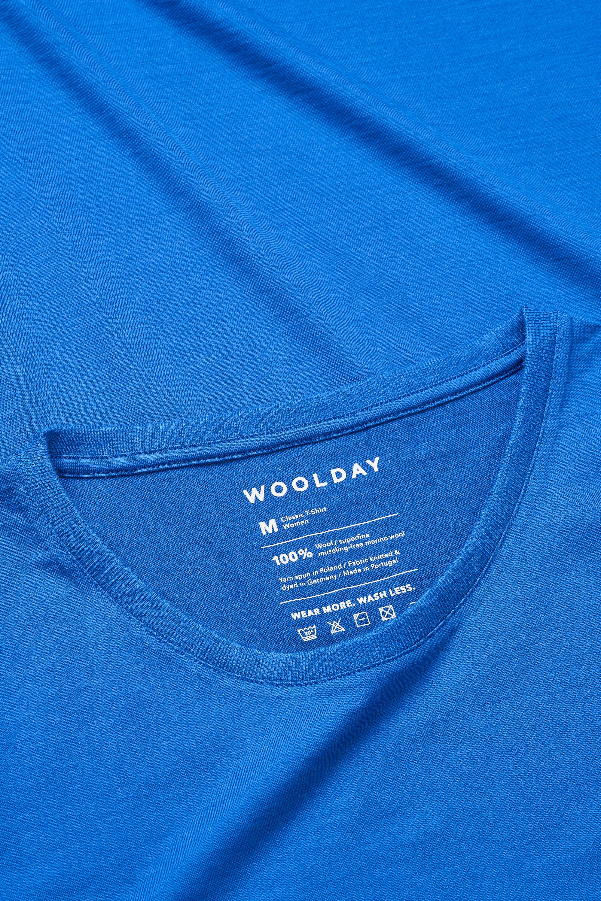 WOOLDAY Das Merino Damen T-Shirt Classic Kobaltblau Kragen
