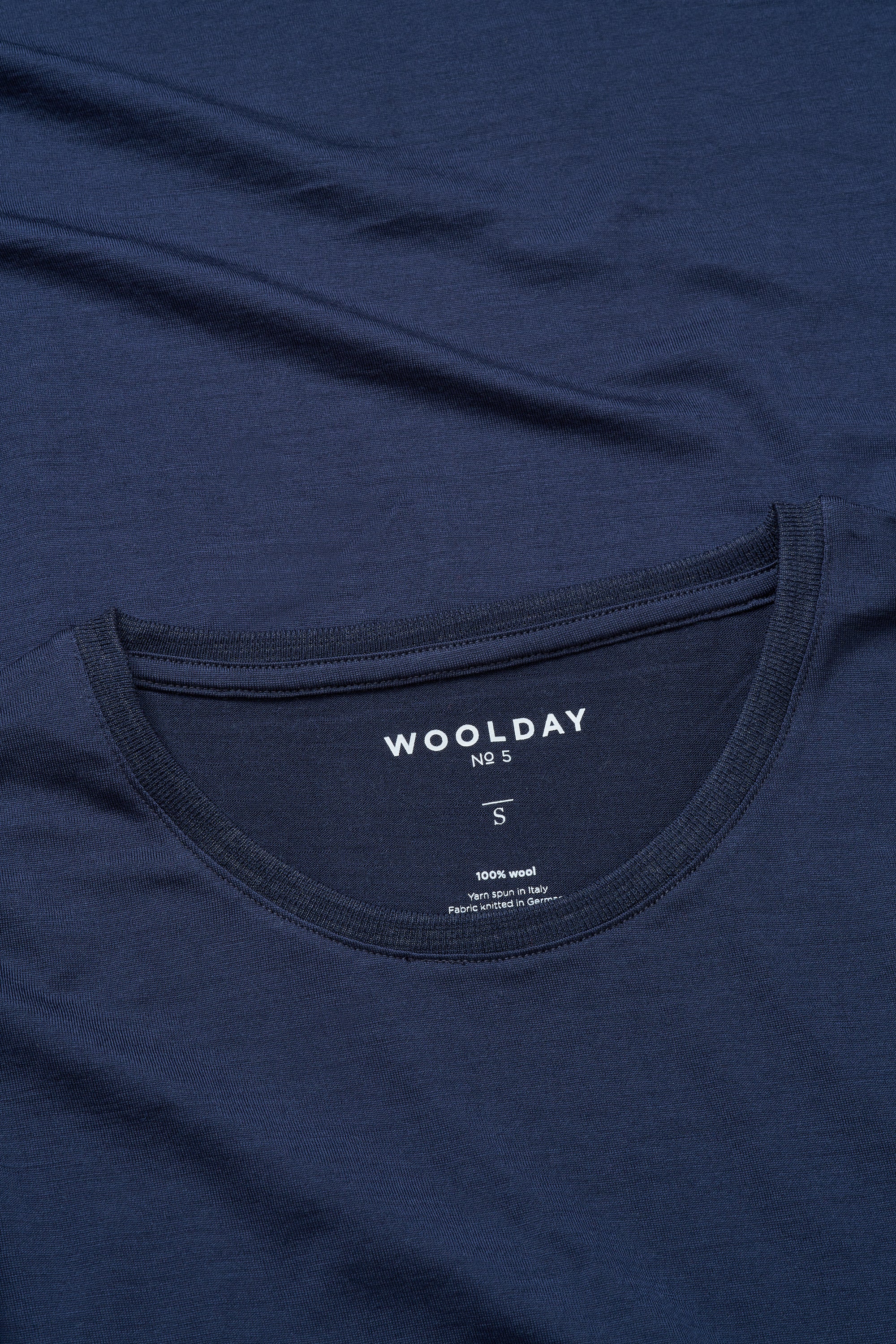 WOOLDAY Das Merino Damen T-Shirt Classic Marineblau Kragen
