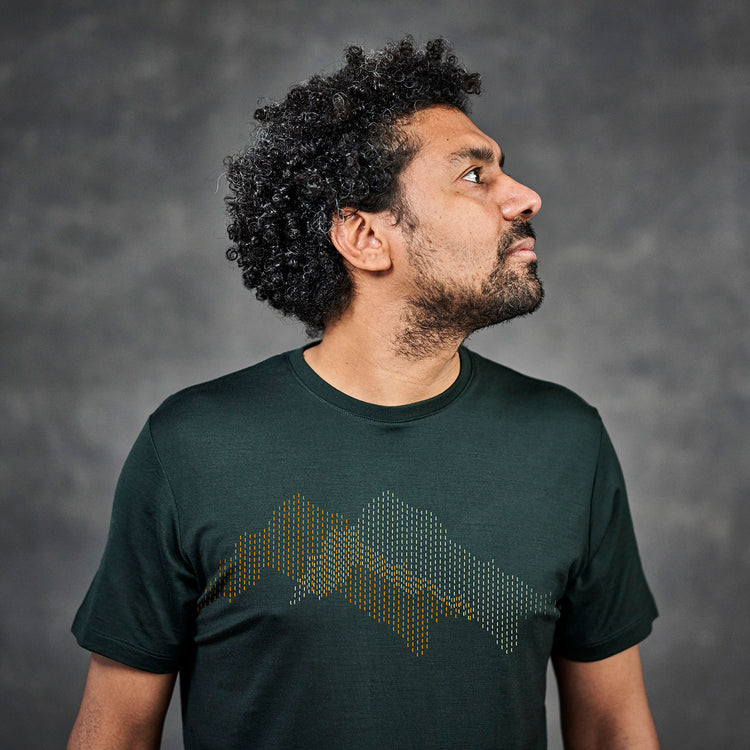 The Merino Wool T-Shirt Mountain for Men Dark Green Woolday 1