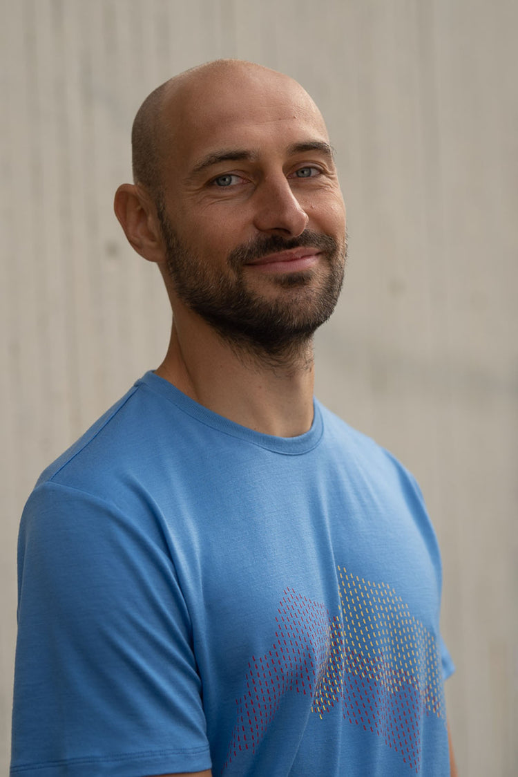 The Merino Wool T-Shirt Mountain for Men Sky Blue Woolday 2