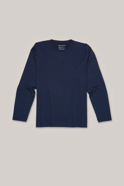 Das Merino Longsleeve Classic – Marineblau