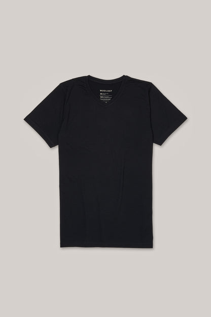 Das Merino T-Shirt V-Neck Classic – Schwarz