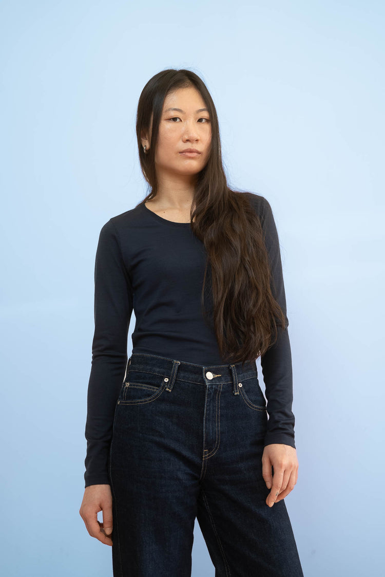 WOOLDAY The Merino Wool Longsleeve T-Shirt Women Yun Navy Blue 1