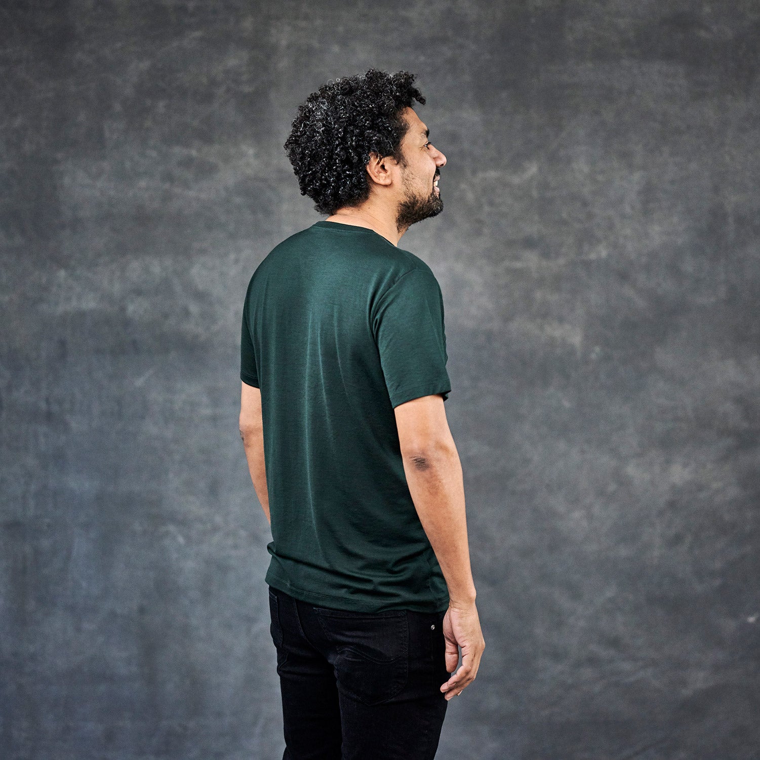 The Merino Wool T-Shirt Mountain for Men Dark Green Woolday 3#color_dark-green