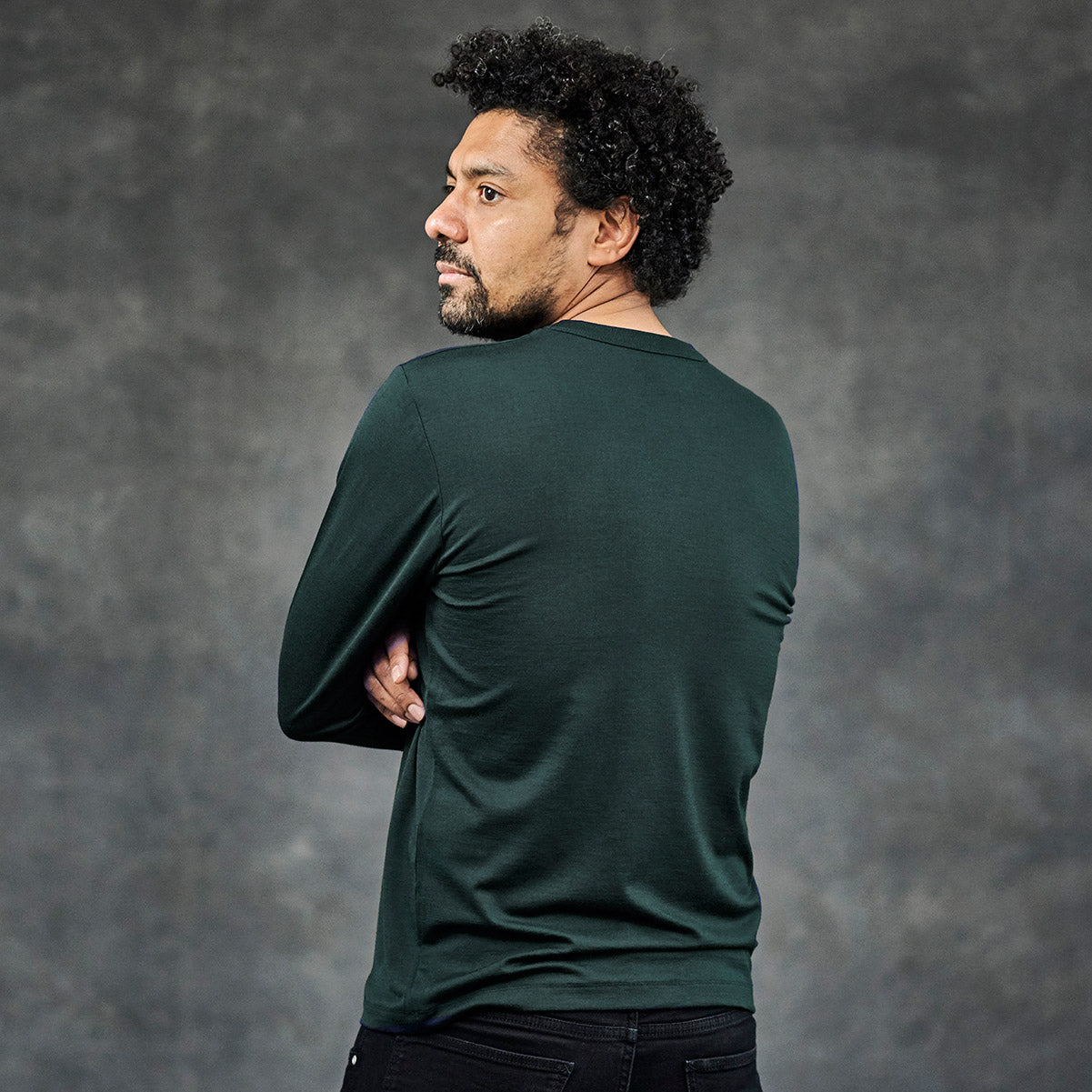 WOOLDAY The Merino Wool Longsleeve T-Shirt Dark Green 2#color_dunkelgruen