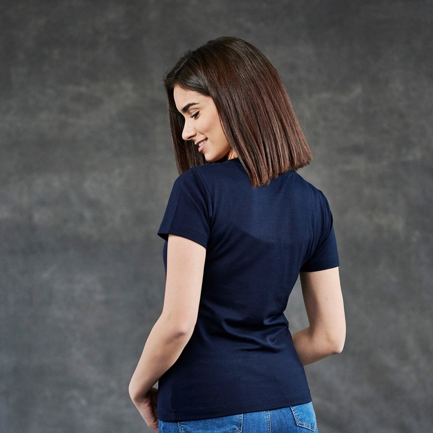 The Merino Wool T-Shirt for Women Navy Blue Woolday 2