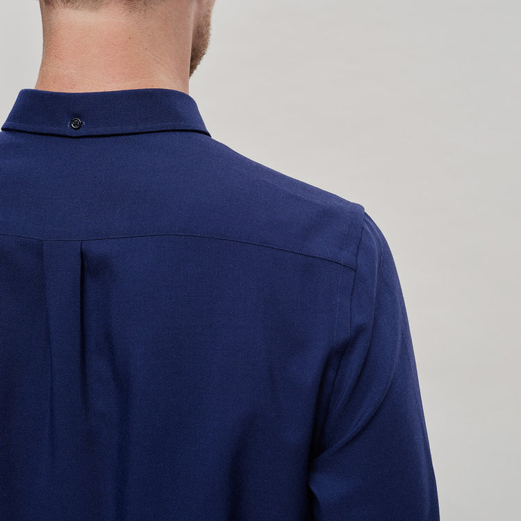 The Merino Wool Oxford Shirt Navy Blue Woolday 3