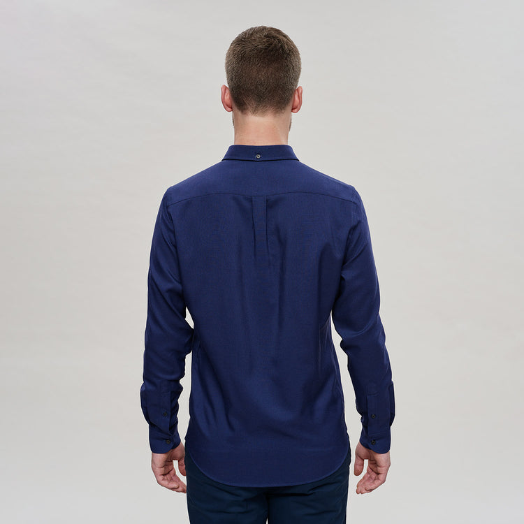 The Merino Wool Oxford Shirt Navy Blue Woolday 5