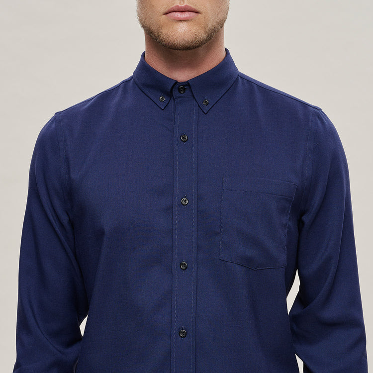 The Merino Wool Oxford Shirt Navy Blue Woolday 6