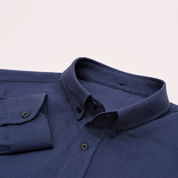 The Merino Wool Oxford Shirt Navy Blue Woolday 7