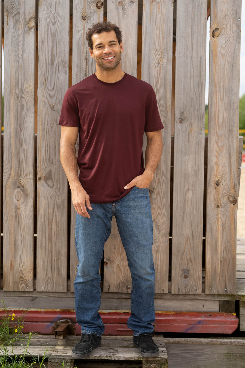WOOLDAY The Merino Wool T-Shirt for Men Dark Red 5#color_dunkelrot