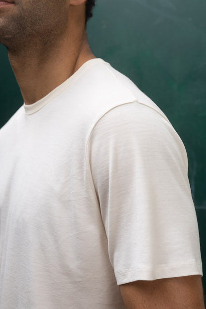 WOOLDAY The Merino Wool T-Shirt Off White Woolday 4#color_creme