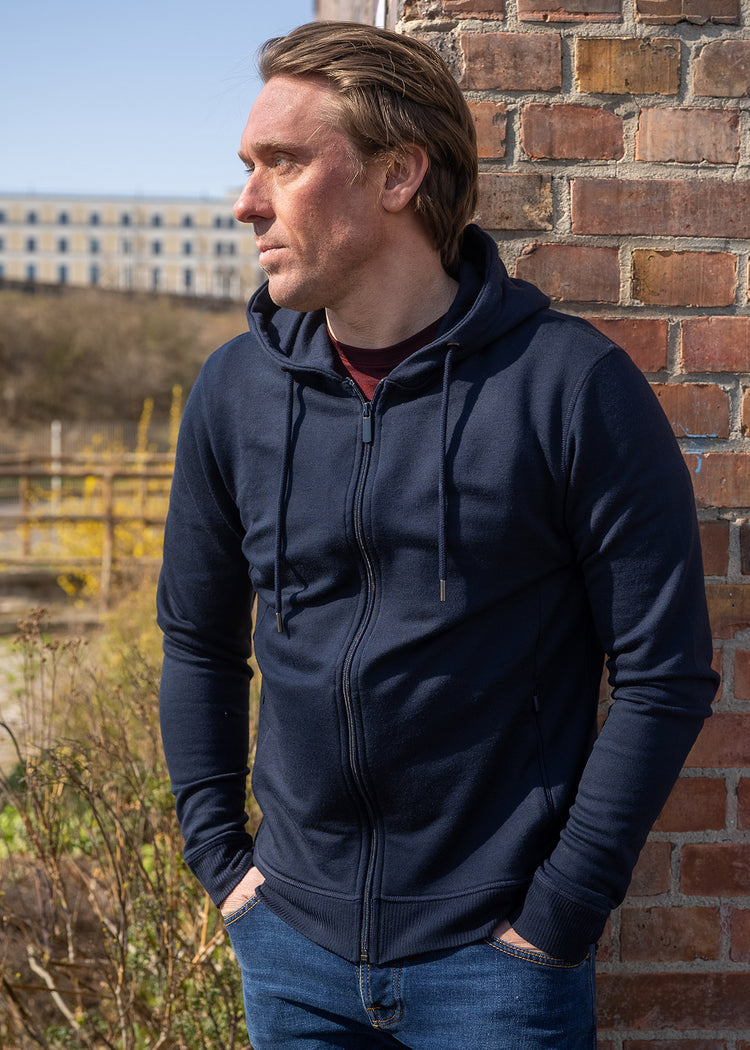 WOOLDAY The Merino Wool Zip Hoodie Navy Blue 1 